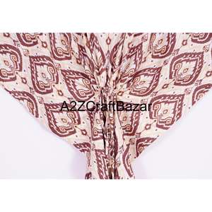 Vestido Kaftan de Algodón con Estampado Floral Multicolor Indio para Mujer, Cubierta Corta para la Playa, Dobladillo con Borlas, Corte Moderno para Verano y Otoño - Product Image 3