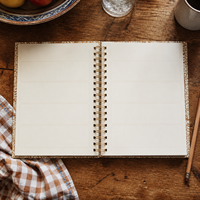 Carnet à spirale LABON personnalisé avec couverture en tissu tissé, reliure dorée, pages à motifs géométriques et artistiques