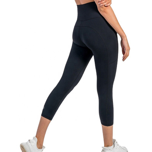 High Quality <b>Capri</b> With Pockets Customized Logo Design Spandex Polyester Material Breathable Quick Dry Navy Blue <b>Woman</b> <b>Capri</b> - Product Image 5