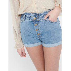 Denim Shorts Low <b>Waist</b> Button Cotton <b>Jeans</b> for Women <b>Elastic</b> Simple Style Short Button Fly Pants With Pocket - Product Image 5