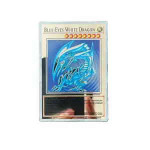 Yugioh carte in metallo dorato carta da collezione in lega Yu-Gi-Oh occhi azzurri obelisco artificiale scuro Slifer Ra regalo di compleanno di natale per bambini