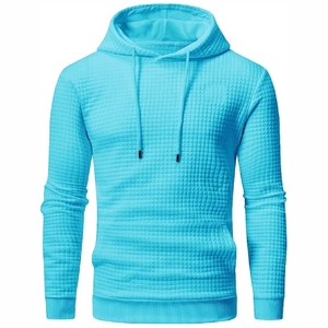 Sweat-shirt gaufré bleu vif pour homme, pull urbain aqua vibrant, taille et design personnalisés - Product Image 1