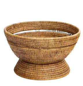 ชามผลไม้หวายแบบพรีเมี่ยมงานแฮนด์เมดสุดหรูถักทอสำหรับของสดขนมถั่วใช้ตกแต่งห้องครัว - Product Image 2