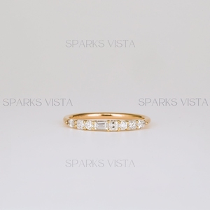 Anillo de Bodas de diamantes de calidad superior para mujer 10K 14K 18K Baguette de oro y diamantes redondos perfectos para ocasiones especiales - Product Image 4