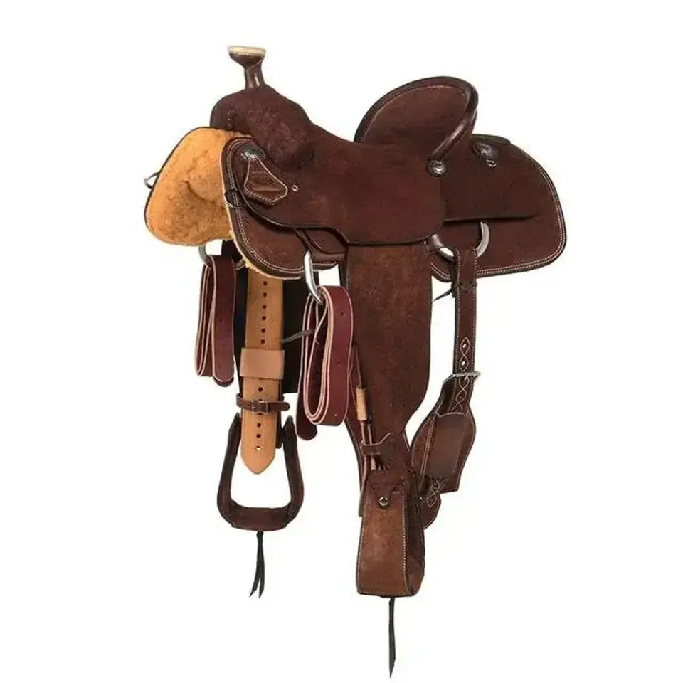 Western Horse Saddle Tack Set Suede Leather Seat Custom Designer Brown Wade Western saddle available in sizes