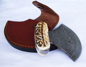 Cuchillo Ulu de Acero Damasco Inoxidable Resistente, Mango de Madera para Diestros, Apto para Lavavajillas, para Uso en la Cocina, para Cortar Carne y Verduras - Product Image 3