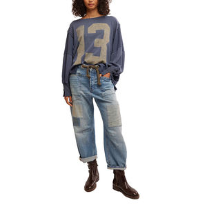 Sudadera de Mujer de Talla Grande con Estampado Personalizado, Cuello Redondo, Hombros Caídos, Ajuste Holgado, Estilo Vintage, Manga Larga - Product Image 3