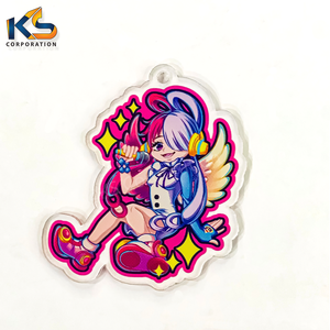 Forma bonita personalizada tamaño color corte láser acrílico espacios en blanco doble cara impreso llavero precio al por mayor llaveros - Product Image 6