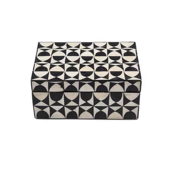 Luxury Bone Inlay Wooden Storage Box with Unique Flower and Chevron Patterns Million of Art Series