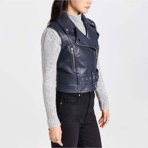 Logo couleur personnalisé Design Nouveau Style tendance Vêtements pour femmes à manches longues Vêtements de sport courts en peau de mouton Veste en cuir de toutes tailles - Product Image 4