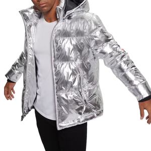 Chaqueta de plata de plumón para hombre a la moda de invierno, tela de lona al por mayor directa de fábrica con cuello levantado - Product Image 1