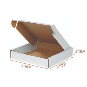 Boîte d'expédition en carton ondulé blanc biodégradable 4 x 4 x 2 pouces |   Emballage écologique pour l'expédition, le stockage et le commerce électronique - Product Image 1