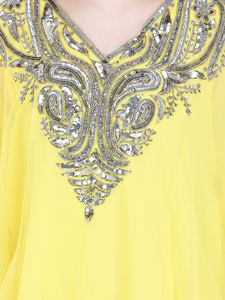 Robe caftan de fête marocaine pour femmes, élégante, arabe, Dubaï, Turquie, caftan de luxe, vêtements brodés à la main, manches papillon, vacances - Product Image 2