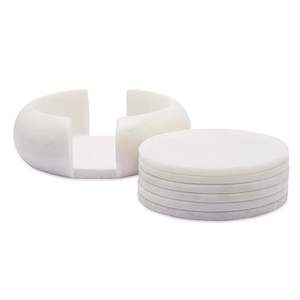 Posavasos de mármol blanco Premium hecho a mano con soporte Posavasos de piedra natural de estilo clásico para mesa - Product Image 1
