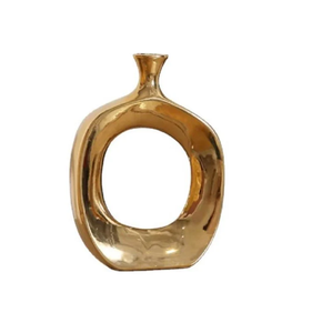 Jarrón de Metal abstracto dorado martillado con escultura decorativa moderna de primera calidad para mesa de sala de estar y decoración del hogar - Product Image 3