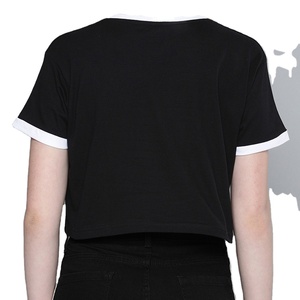 Elegante llegada de verano mujeres ecológico 100% algodón ligero Color liso recortado camiseta Crop Tops venta al por mayor transpirable - Product Image 3