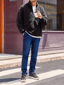 Veste en polaire sherpa tendance pour homme, design personnalisé, style streetwear, veste d'hiver bomber avec col montant, polaire polaire pour l'extérieur - Product Image 5