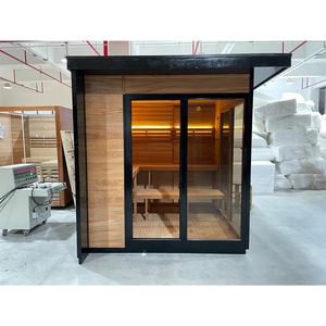 Saunas Modernas para 6 Personas, Sauna de Vapor Exterior con Paneles de Madera, Marco Negro y Vidrio + Envío Gratuito - Product Image 4