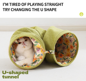 Eco-Friendly Simple Foldable Soft Cloth <b>Tunnel</b> <b>Cat</b> Bed for Indoor <b>Cats</b>-Interactive <b>Play</b> House - Product Image 4