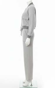 Ensemble de vêtements de détente pour femmes en gros, t-shirt à épaules dénudées et pantalon large à cordon de serrage - Tenue décontractée en coton mélangé en deux pièces - Product Image 2