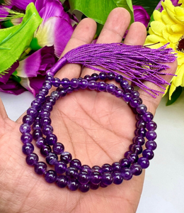 ขายส่งคริสตัลธรรมชาติอเมทิสต์ญี่ปุ่นมาลา/108ลูกปัดมาลา:คริสตัลบําบัดหิน:เรกิหินบําบัด:อัญมณีญี่ปุ่นมาลา - Product Image 4