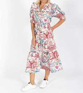 เดรสแม็กซี่พิมพ์ลายหลากสีสวยงาม ไซส์ใหญ่ แขนสั้น สำหรับฤดูร้อน สไตล์ลำลองสำหรับผู้หญิง ลายพิมพ์ Lola สุดพิเศษ - Product Image 6