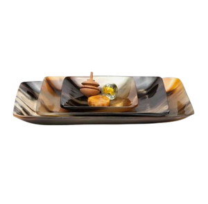 Plateaux de service alimentaire en corne naturelle faits à la main de la plus grande qualité différentes tailles plateaux alimentaires en corne solide en Inde - Product Image 2
