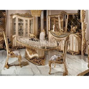 Juego de Muebles de Comedor de Madera de Teca Tallada a Mano Turca, Mesa de Comedor de Lujo de Estilo Persa para 4 Personas, Tamaño Personalizado - Product Image 1