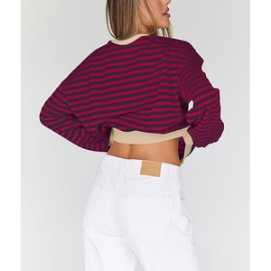 Wholesale <b>Women's</b> Knitted 100% Cotton Sweatshirt Long Sleeves Neck New Design Luxury Yarn Dyed Quick-Drying Breathable - Product Image 5