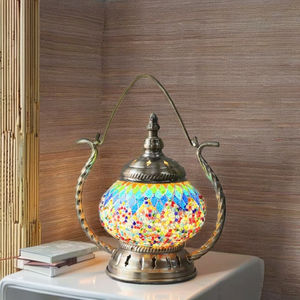 Lámpara de mosaico de tetera turca de estilo marroquí, iluminación antigua para el hogar - Product Image 1