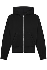 Sweat-shirt à capuche noir classique avec fermeture éclair, design minimaliste et élégant, fermeture éclair sur le devant, poches kangourou - Product Image 3