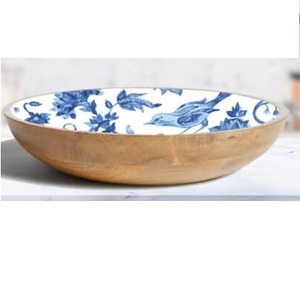 Bol de service en bois imprimé avec autocollant, équipement de restauration pour hôtels et restaurants, tendance actuelle - Product Image 4