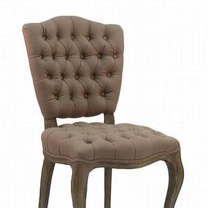 Chaise de salle à manger vintage de campagne française chaise de salle à manger rembourrée en tissu vintage de ferme pour salon salle à manger cuisine - Product Image 1