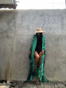 Tie Dye Holiday Floor-Length Kimono Wrap Dress Boho Lady Beach Summer Cover up Sexy Resort Wear Colección de mujeres 100% Rayon - Product Image 4