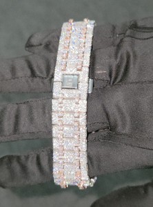 Montre automatique de luxe pour homme et femme, style hip-hop, diamant D VVS, moissanite, coupe brillante, date, quartz, acier inoxydable, verre - Product Image 5