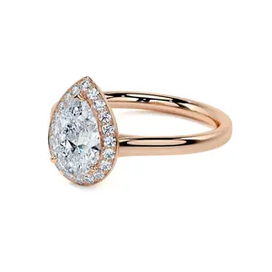 18kソリッドゴールドペアカットVvsモアッサナイトダイヤモンドリング天国のハロー婚約指輪ファインジュエリーアニバーサリーギフト
