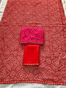Sari brodé pour femmes avec bande en georgette, soie lourde, tenue de soirée, style indien Bollywood, fabriqué en Inde - Product Image 5