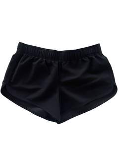 <b>Black</b> <b>Women</b> Curve Hem <b>Shorts</b> With White Trim Elastic Waist Soft Lightweight Summer Sports Running Casual Comfortable Bottoms - Product Image 3