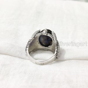 ขายส่งแหวนผู้ชายหินลาบราดอไรต์ธรรมชาติอัญมณีของแท้สำหรับเป็นของขวัญวันเกิดสไตล์ออตโตมันเครื่องประดับ925แหวนเงินสเตอร์ลิง - Product Image 6