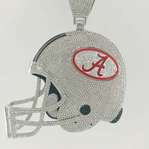Pendentif Casque Alabama en Argent Sterling 925 Plaqué Or 14K et Rhodium, Moissanite Taille Brillant, Style Hip Hop pour Homme, Breloque Football - Product Image 2