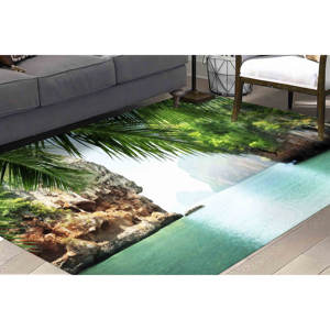 พรมลายวิวทะเลเขตร้อน: พรมปูพื้นลายทิวทัศน์ชายฝั่ง พรมพิมพ์ลาย พรมนุ่มแบบไม่ทอ - Product Image 2