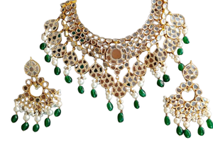 Parure de collier et boucles d'oreilles ethniques classiques pakistanaises et indiennes, ornée de miroirs, en acier inoxydable plaqué argent, pour anniversaire - Product Image 2