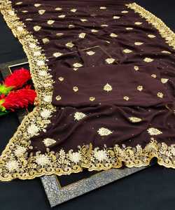 Nouveau sari en soie Vichitra brodé pour mariage, tenue indienne pour femmes, prix bas, vente en gros, vêtement de Surat - Product Image 3