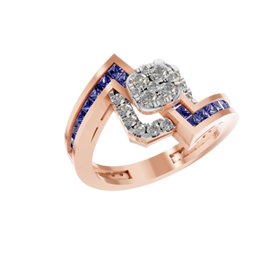 Bague de fiançailles en argent sterling 925, tanzanite synthétique à tige torsadée et diamants de laboratoire IGI, bijoux fins personnalisés pour femmes - Product Image 1