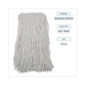Boardwalk White Rayon Wet <b>Mop</b> Heads with Cut-End 12/Carton Rectangle <b>Triangle</b> Patterns Absorbent Cleaning Equipment with Handle - Product Image 2