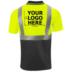 Kemeja polo hitam dan kuning bergaya baru pemasok kaus POLO kustom desain seragam keselamatan untuk staf profesional