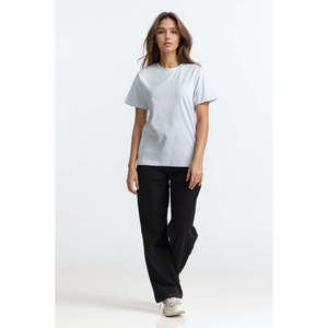 T-shirt en jersey 100 % coton pour femme, respirant, ajusté, coupe courte, idéal pour l'été, avec lettres décoratives à rivets, haut décontracté, OEM ODM - Product Image 1