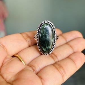 Wholesale 925 Silver plated Seraphinite <b>Statement</b> <b>Rings</b> for Women Engagement & Party Jewelry with 925 Plating - Product Image 1