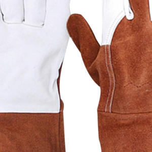 Guantes de soldadura de algodón/cuero hasta el codo con resistencia al calor transpirables y antideslizantes para soldadura de arco MIG de alta resistencia - Product Image 6