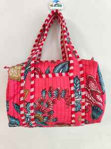 Stylish Storage Solution Handmade <b>Mini</b> Hand block Print Cotton Quilted <b>Bag</b> | Elegant Travel Shopping Tote Ideal Birthday <b>Gift</b> - Product Image 4